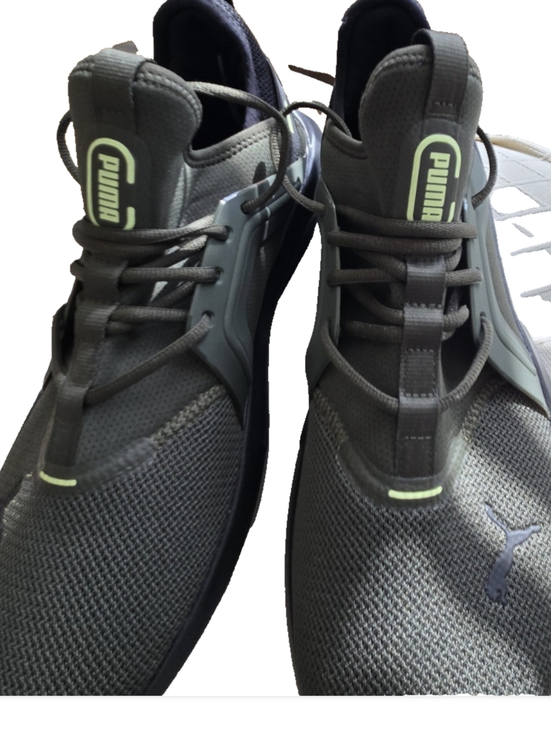 Puma Dark Gray Sneakers With Neon Lime Accents